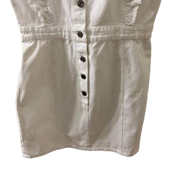 Élan Denim Ruffle Button Front Jumper Dress Sz M - Picture 4 of 10